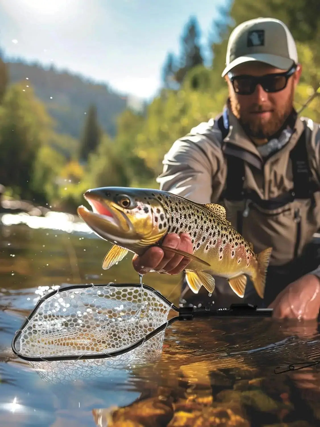 Fishing Tool Kit Fishing Net with Pliers Hook Remover Fish Gripper for Kayak Durable Foldable Fishing Tool Accessories Man Gifts