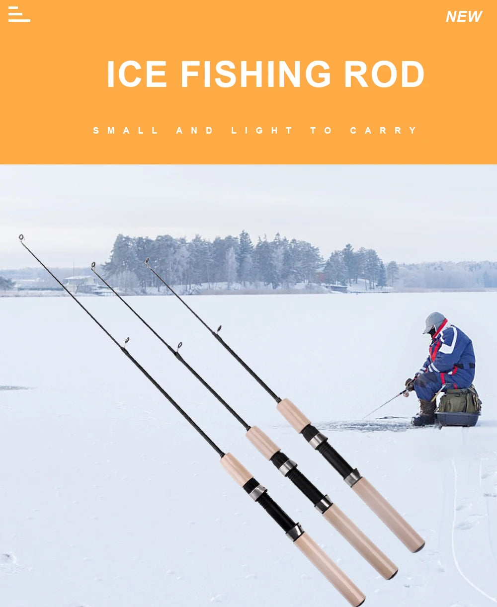 FISH KING Ice Fishing Rod Winter Short Fiber Telescopic Pole Portable Fish Trackle Accessories for Freshwater Saltwater