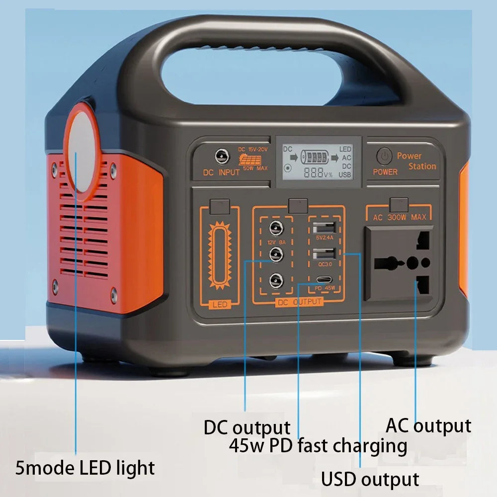 500W/300W/100W 460Wh/230Wh/76Wh LiFePO4 Portable Power Station Mobile Power Supply Solar Generator Built-in BMS 220V for Camping
