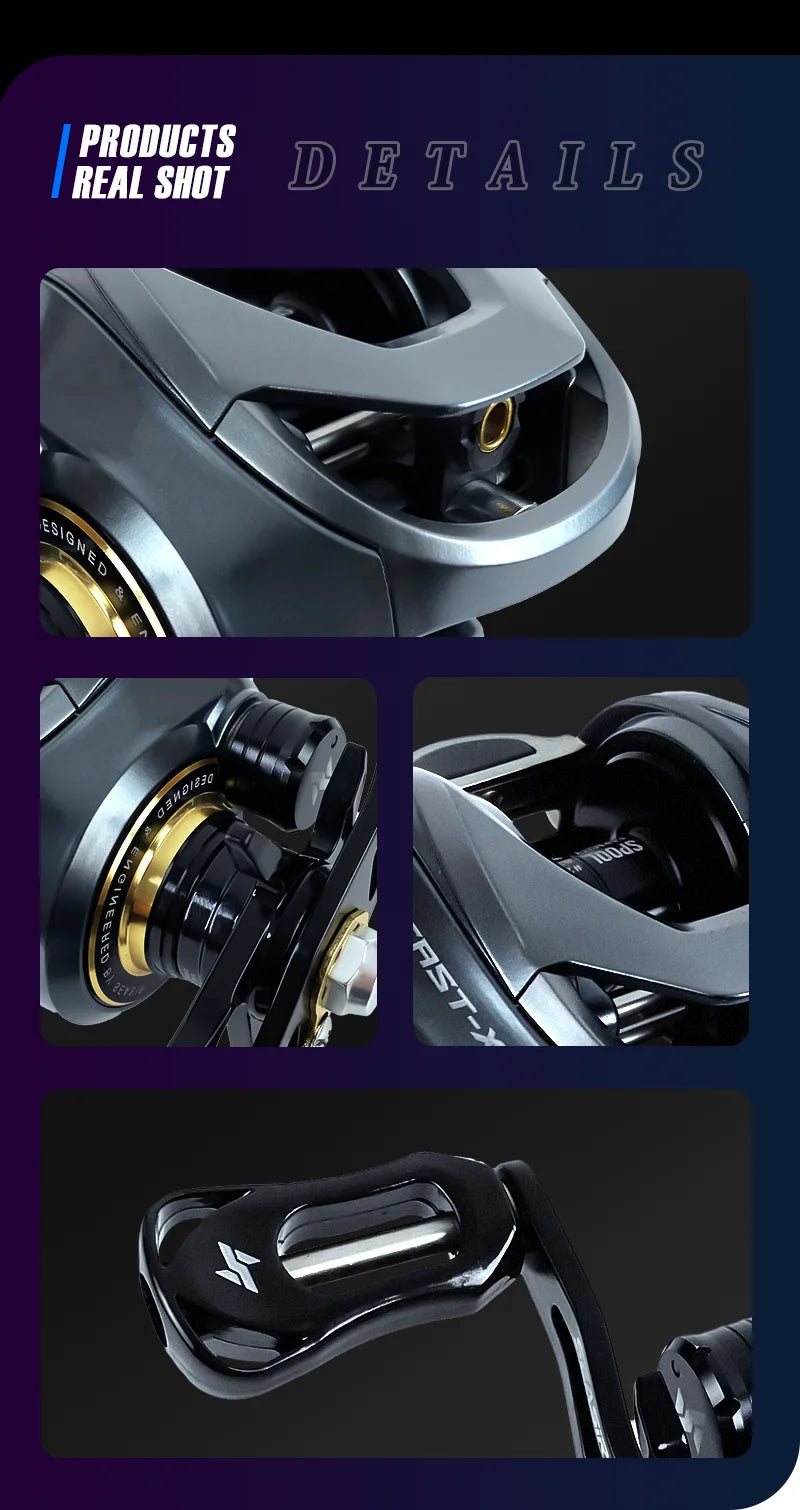 SEASIR Cast-X Baitcasting Reel 7.3:1 HS Gear Ratio Aluminum Double Spool Carbon Grip Metal BFS Micro Fresh Seawater Fishing Coil