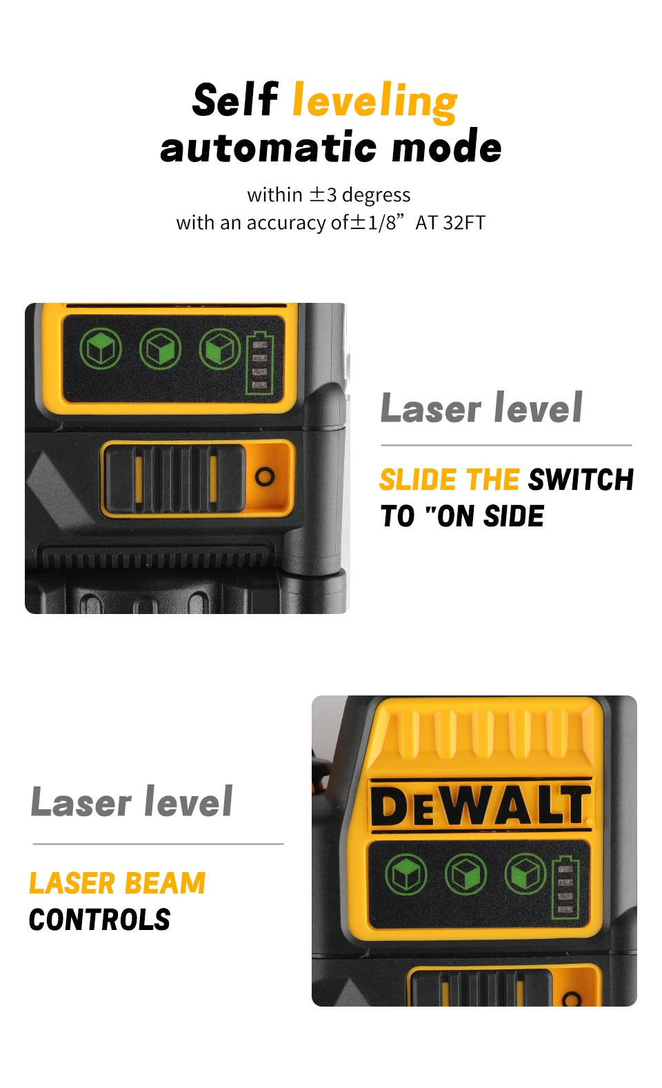 Dewalt DW089LG 12-Line Green Beam Laser Level - 360° 3-Side Coverage, 12V Li-Ion, Jobsite Ready for Any Task