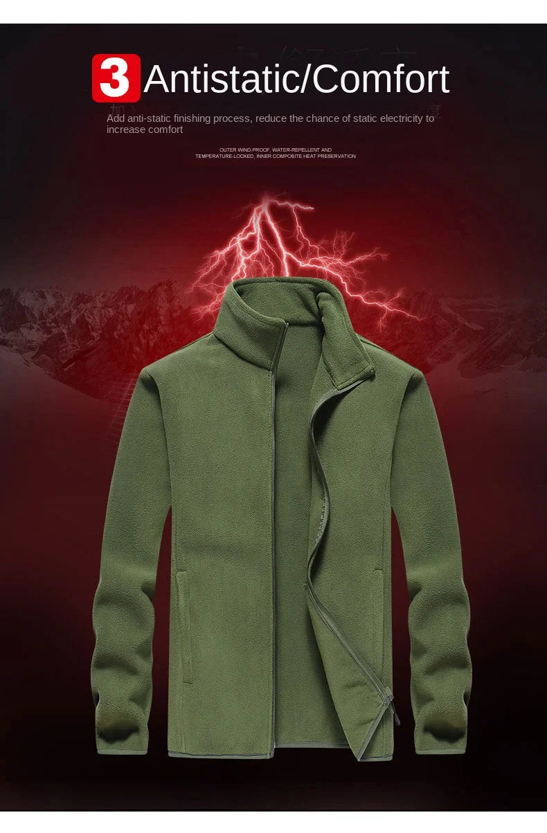 Winter fleece hiking jacket windbreaker for men Sportswear Wool lining thickened warm men's coat plus size overcoat