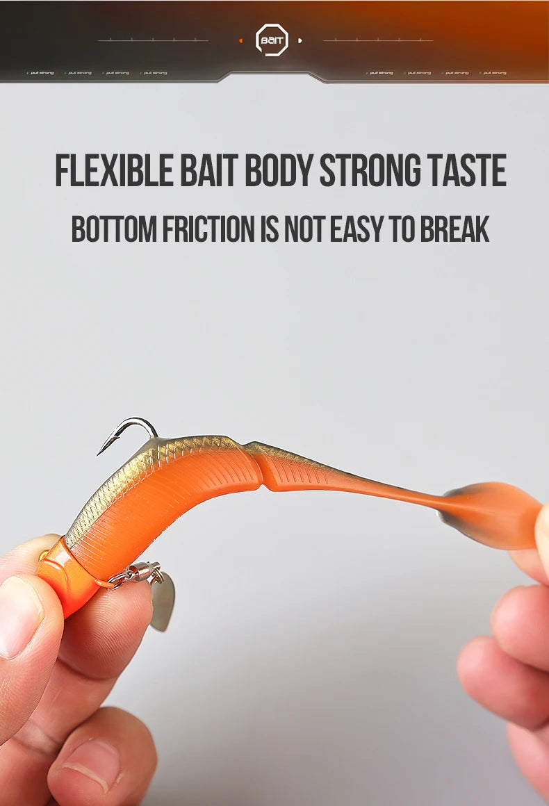 TAIYU Hot Sale Fishing Lures 20g Jig Head T-tail Silicone Soft Lure Wobbler Metal Spinner Spoon Bait For Pike Trout Bass Fishing