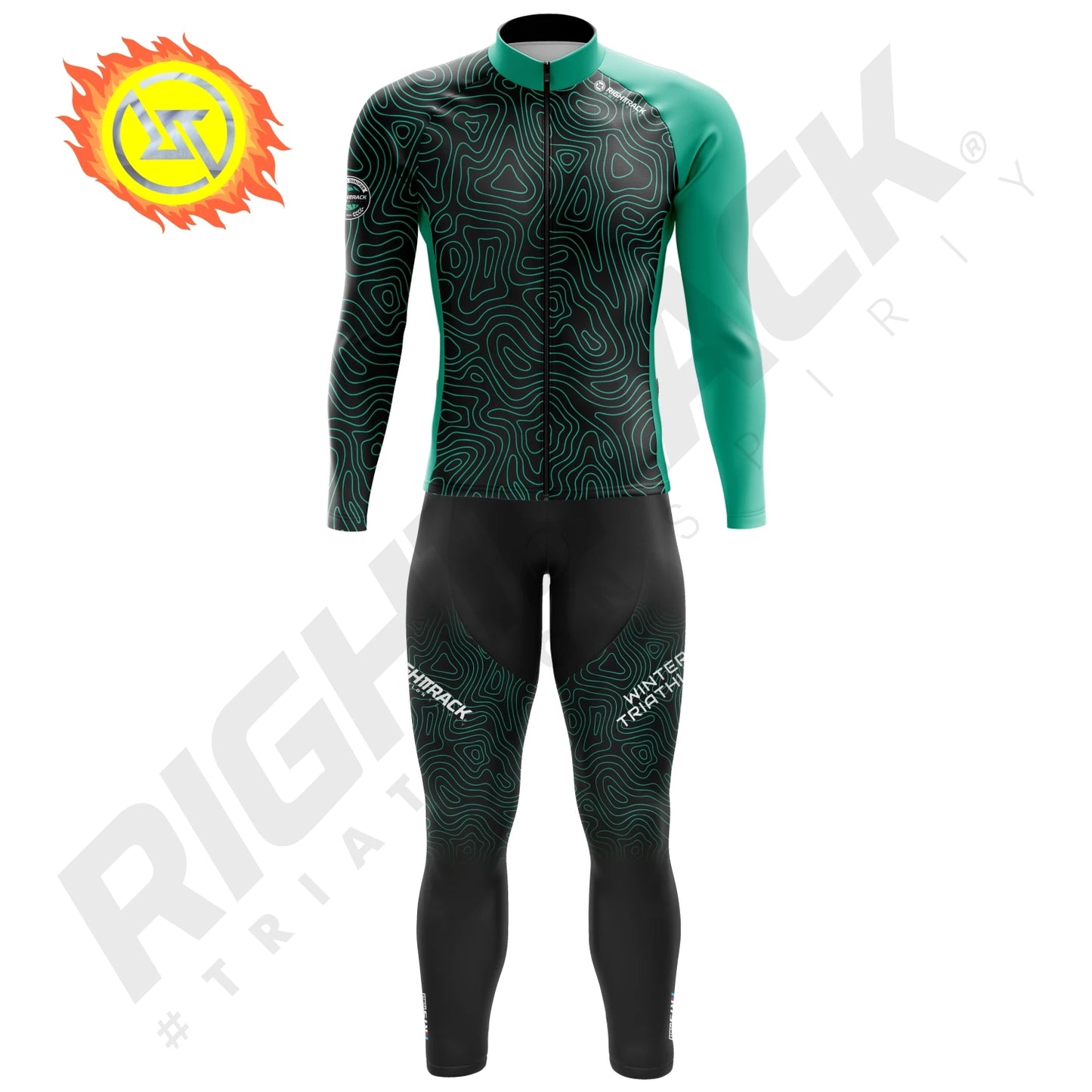 Pro Winter Triathlon Trisuit Thermal Fleece Long Sleeve Skinsuit Skiing Cycling Running Skating RIGHTTRACK Sports Apparel