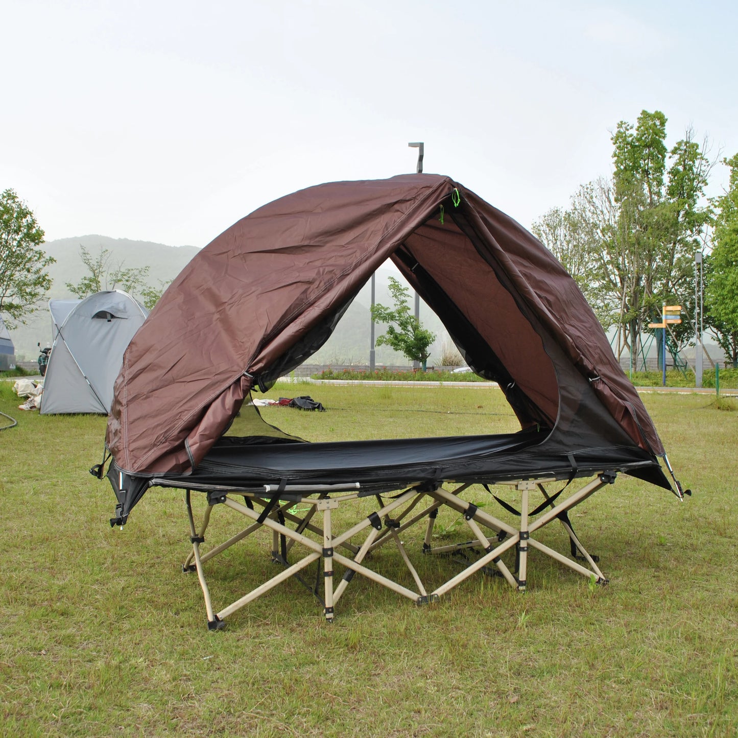 Waterproof and Windproof 1 Person Tent, Camping Tent,Aluminum Pole Backpacking Tent Can Be Cot Bed Tent Not Include the Bed