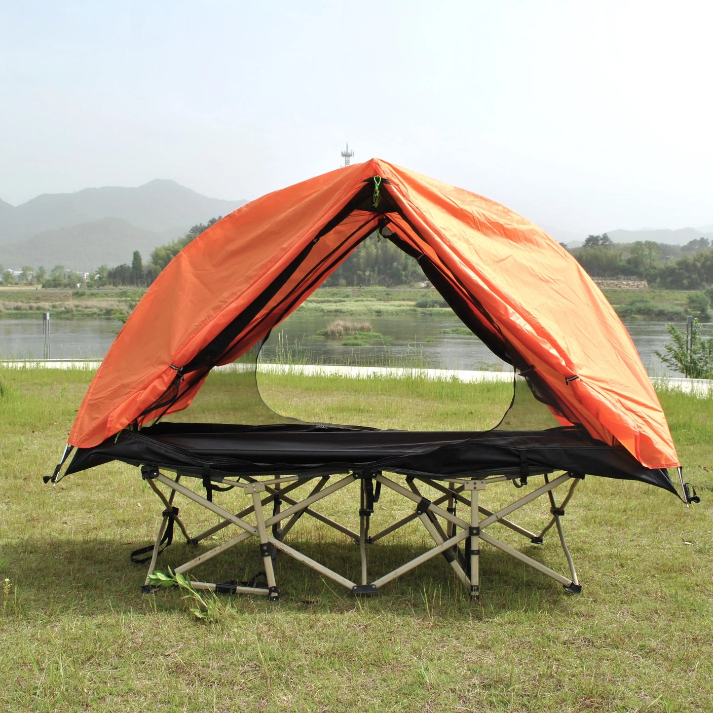 Waterproof and Windproof 1 Person Tent, Camping Tent,Aluminum Pole Backpacking Tent Can Be Cot Bed Tent Not Include the Bed