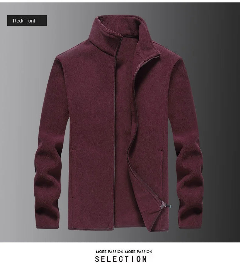 Winter fleece hiking jacket windbreaker for men Sportswear Wool lining thickened warm men's coat plus size overcoat