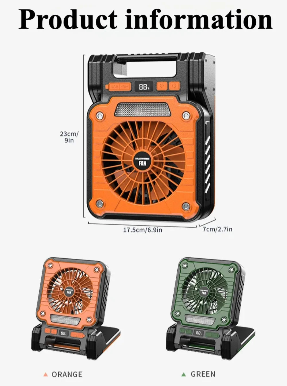 Solar Powered Camping Light with Fan Folding Portable Desk Lamp  Rechargeable Battery for Outdoor Hiking Fishing Camping