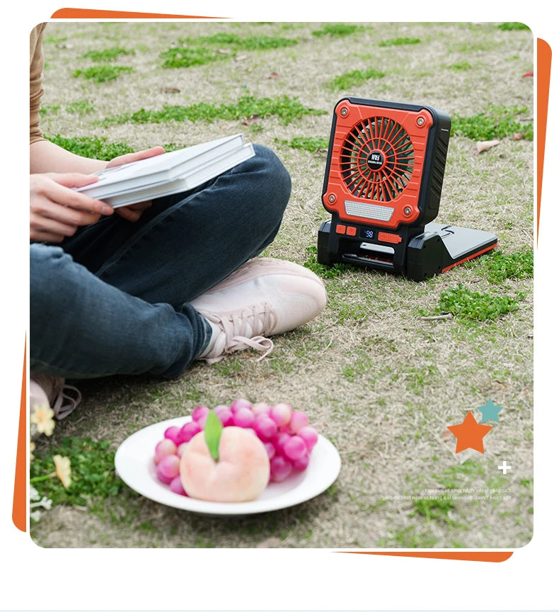 Solar Powered Camping Light with Fan Folding Portable Desk Lamp  Rechargeable Battery for Outdoor Hiking Fishing Camping