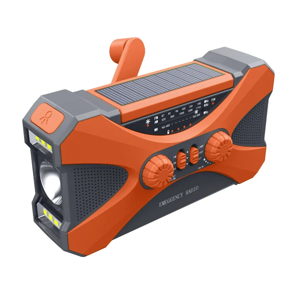Solar Emergency Radio 10000mAh Hand Crank Portable AM/FM/NOAA SOS Radio with Flashlight&Reading Lamp Cell Phone Charger Radio