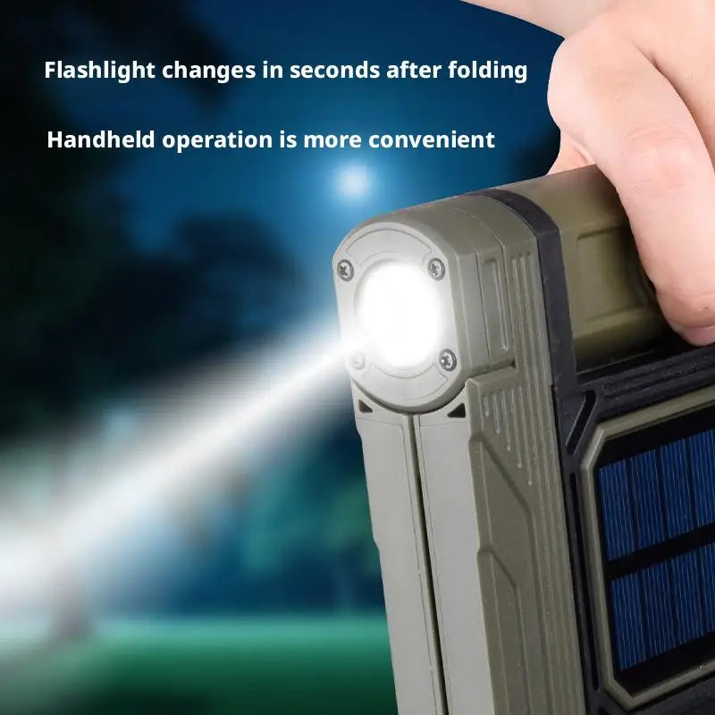 Solar Powered Portable Camping Light with Strong Magnetic Base for Home Emergency Construction Site Outdoor Work Lamp