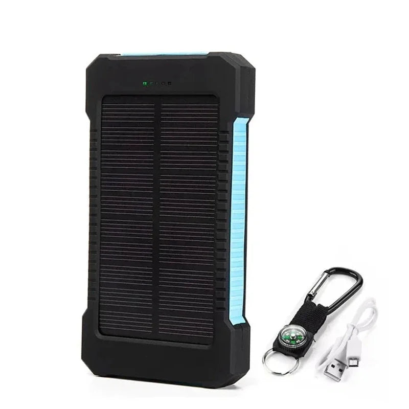 Solar Power Bank 20000mAh Charging Portable Charger Phone External Battery with SOS Flashlight 2-USB Outdoor Powerbank