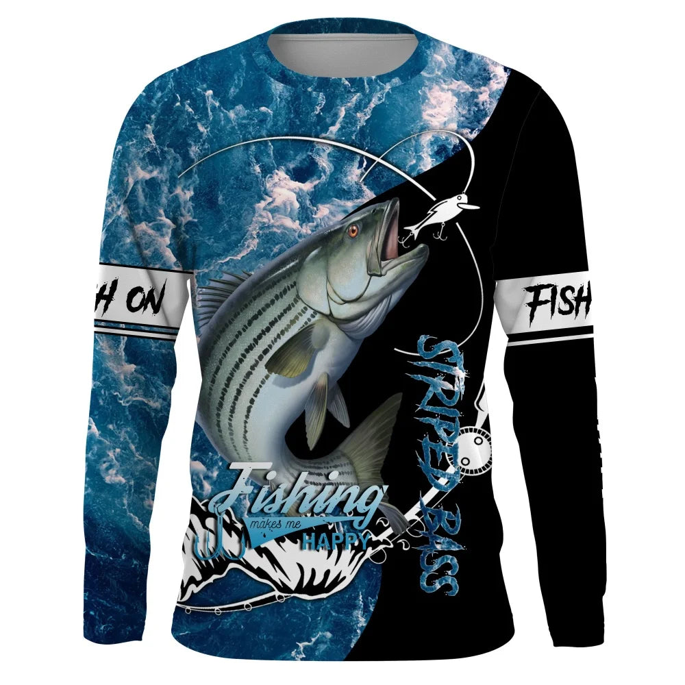 Fishing Shirts Men's T-Shirts Long Sleeve Mens Clothes Autumn Streetwear Crew Neck Pullovers Mens T Shirt Casual Men Clothing