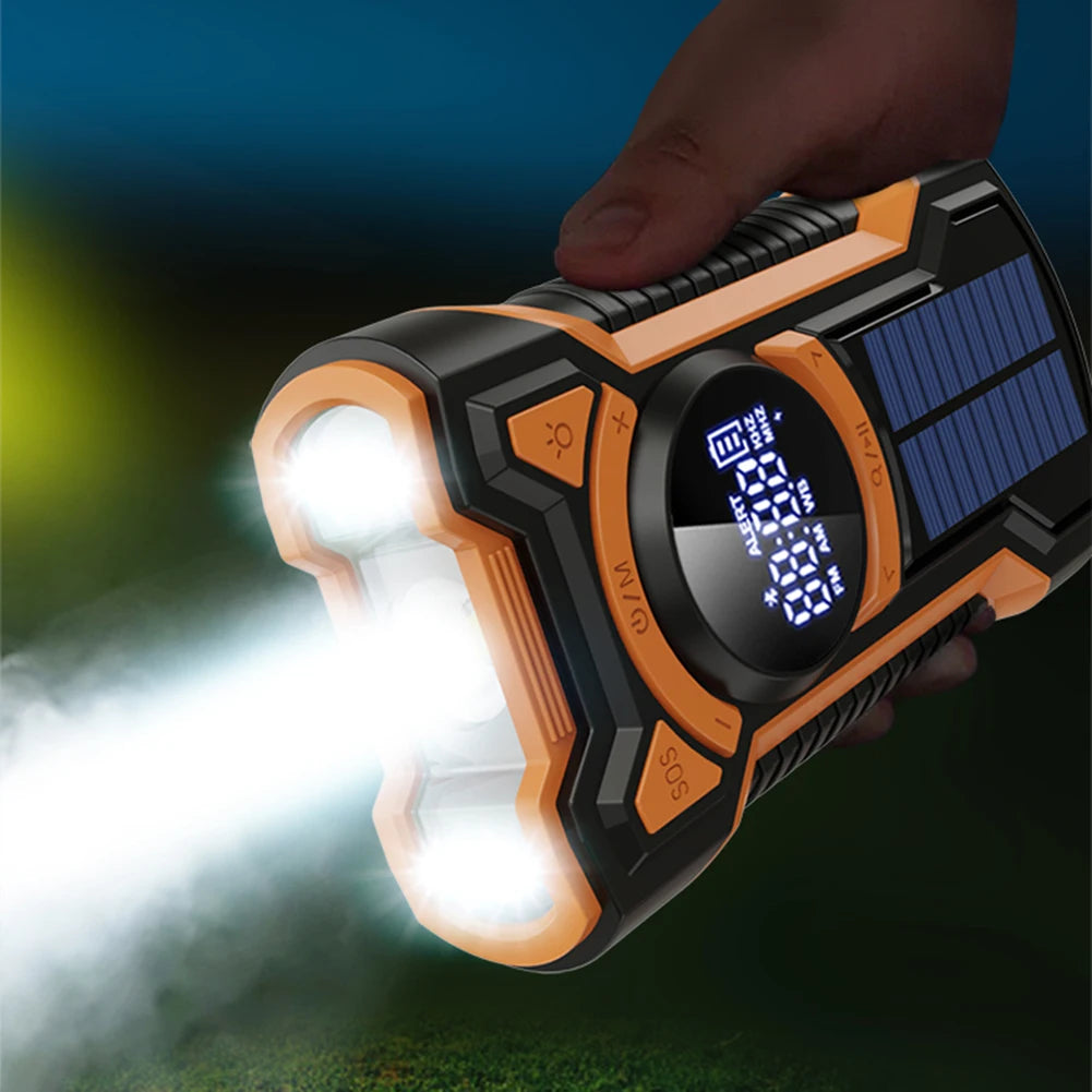 Solar Power Emergency Outdoor Camping AM/FM/NOAA Weather Radio Hand Crank Generator Radio with Flashlight Power Bank SOS Alarm