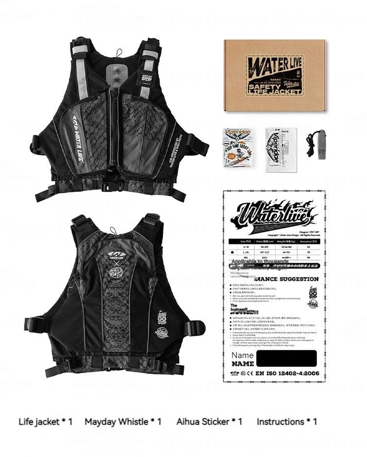 WATER LIVE Life Jacket Buoyancy Vest Safety for Water Sports Fishing Boating Drifting Swimming PVC Foam Chest Pack Adjustable