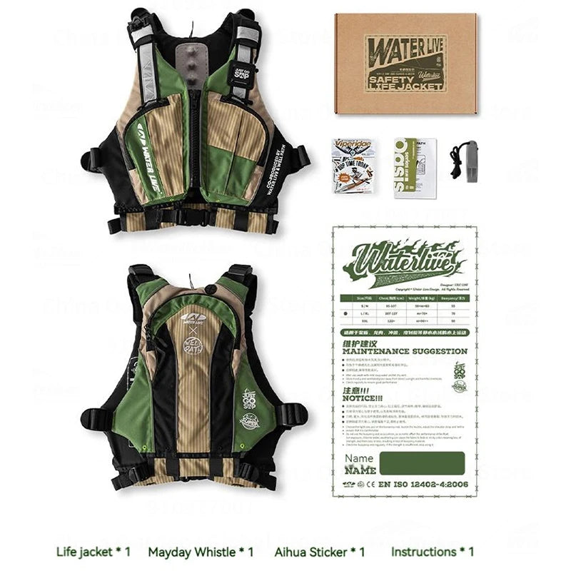 WATER LIVE Life Jacket Buoyancy Vest Safety for Water Sports Fishing Boating Drifting Swimming PVC Foam Chest Pack Adjustable