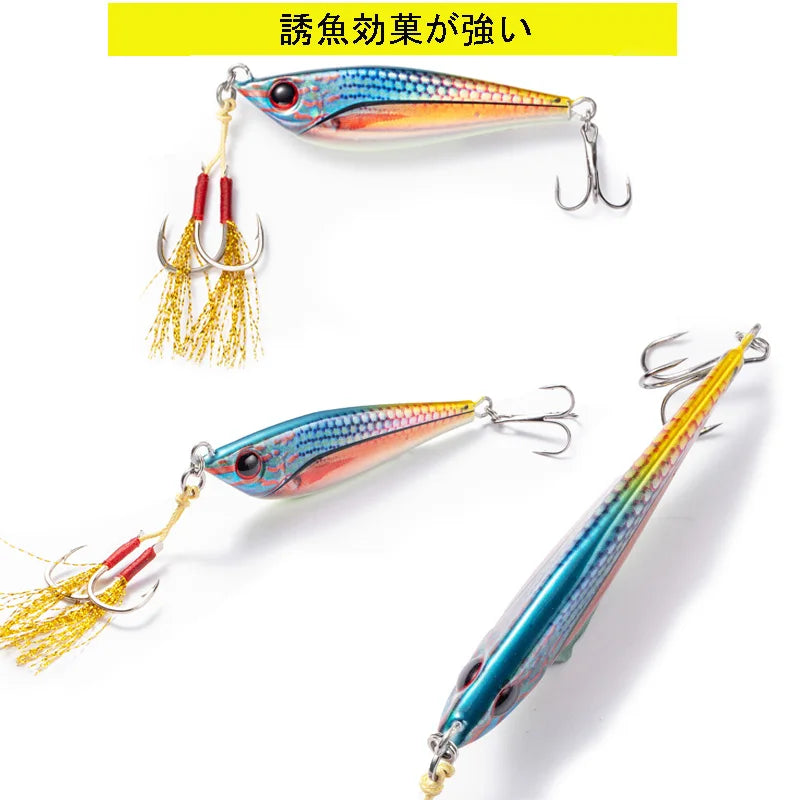Fisher Town  Metal jig 20g40g60g80g 3D Print Laser slow jig Trout Sea Fishing Bait micro jig Sea Fishing Bait Jigging Lure Metal