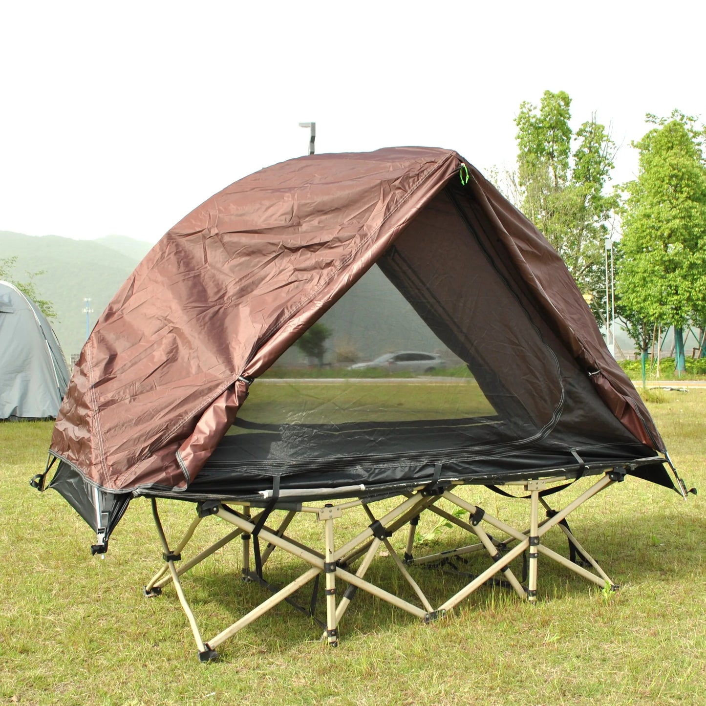 Waterproof and Windproof 1 Person Tent, Camping Tent,Aluminum Pole Backpacking Tent Can Be Cot Bed Tent Not Include the Bed