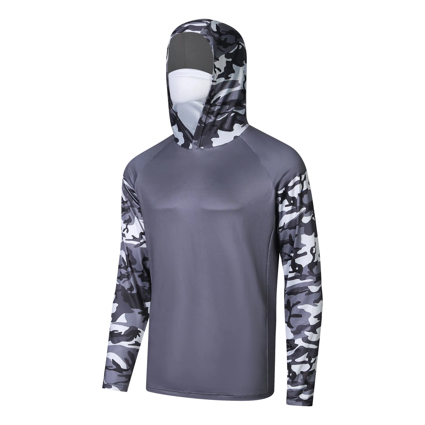 Fishing Shirts Men Fishing Hoodie With Mask Neck Gaiter Hooded Clothing Breathable Fishing Wear