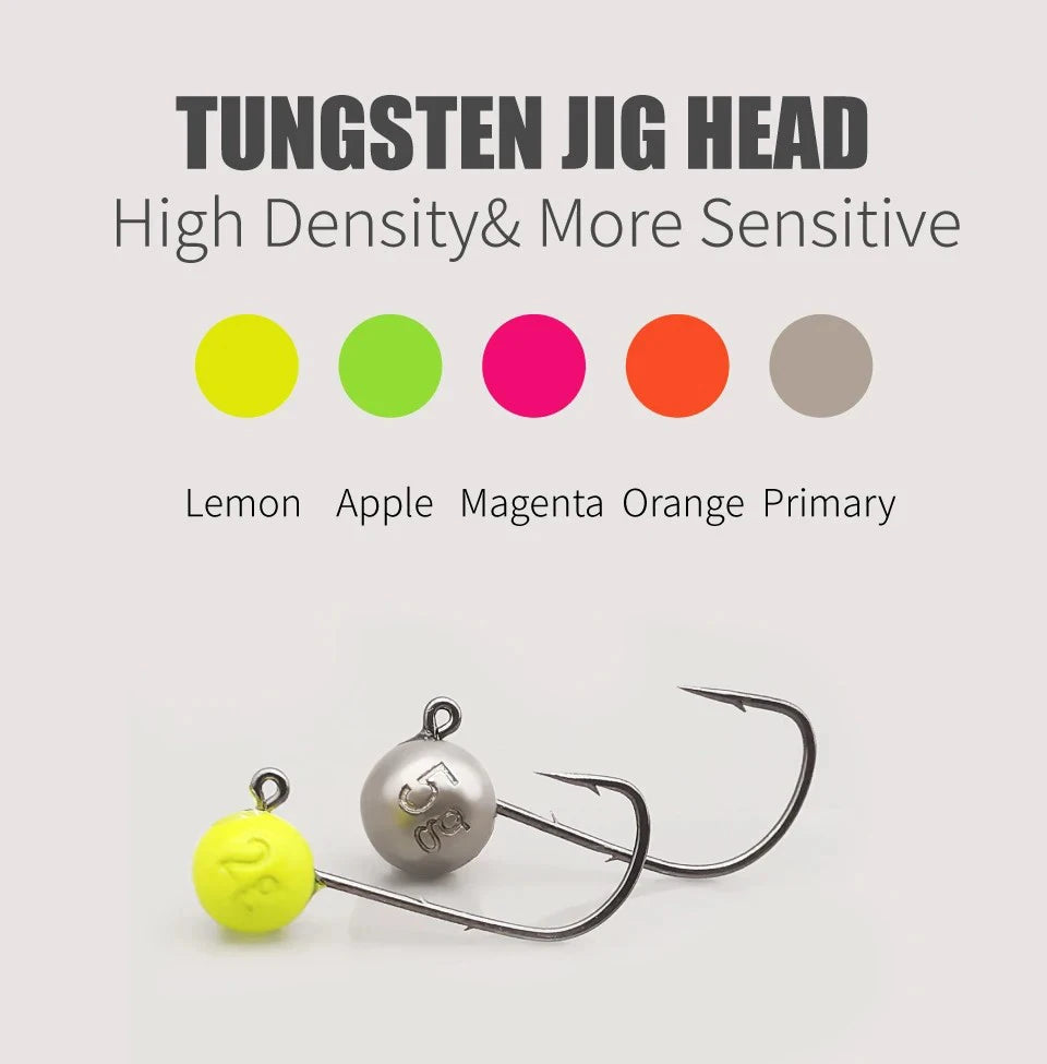 Tungsten Jig Head 0.6g 0.8g 1g 1.5g 2g 2.5g 3g 5g Ajing Finesse Micro Hook With Mustad Lure Fishing Worm Hook for Soft Lure