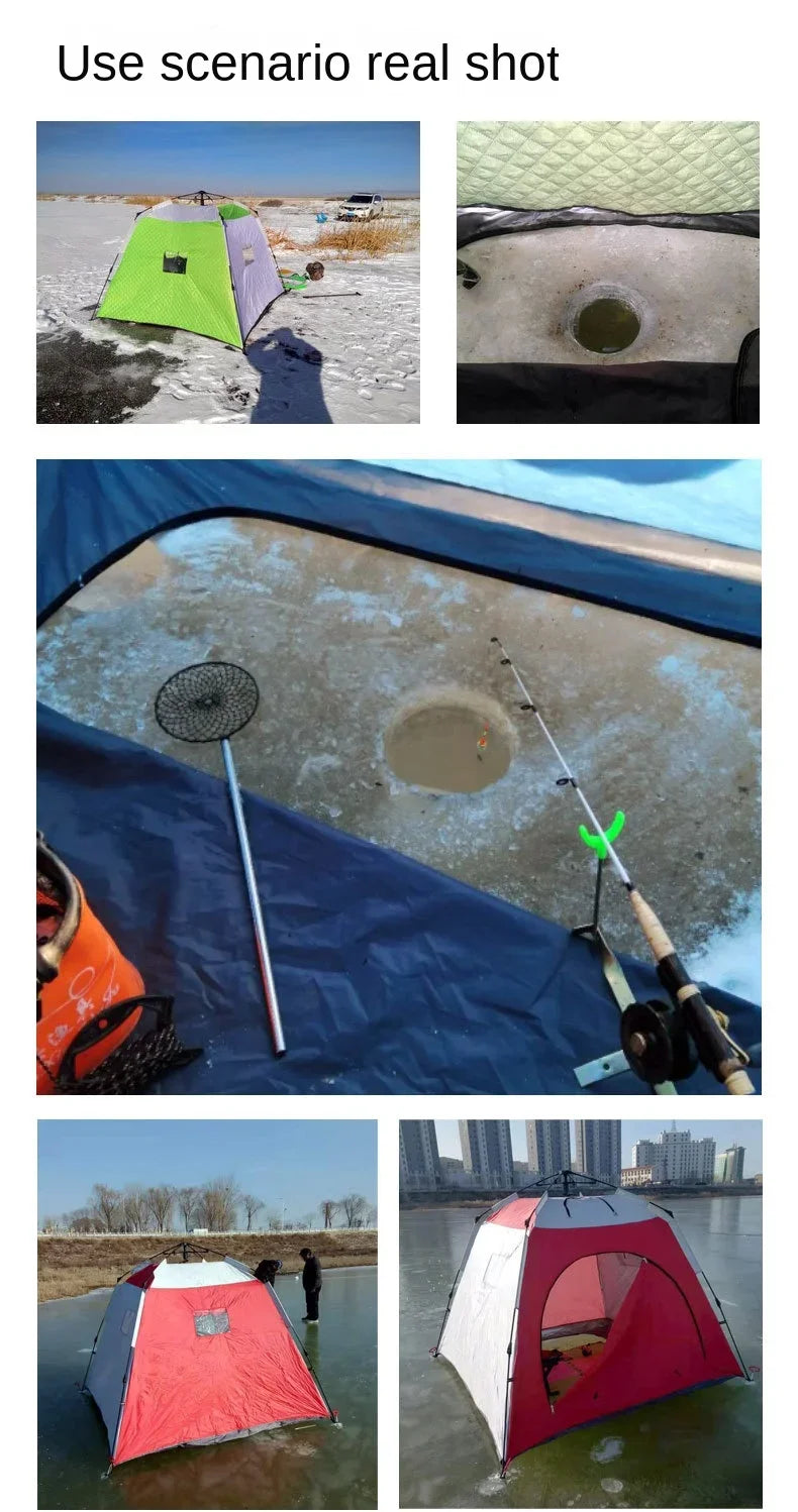Portable Ice Fishing Shelter Easy Set-up Waterproof  Windproof Winter Tent for Outdoor Camping Hiking Cold Weather Protection
