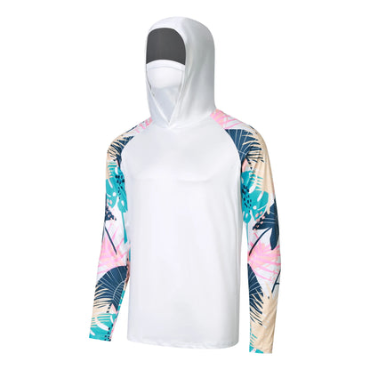 Fishing Shirts Men Fishing Hoodie With Mask Neck Gaiter Hooded Clothing Breathable Fishing Wear
