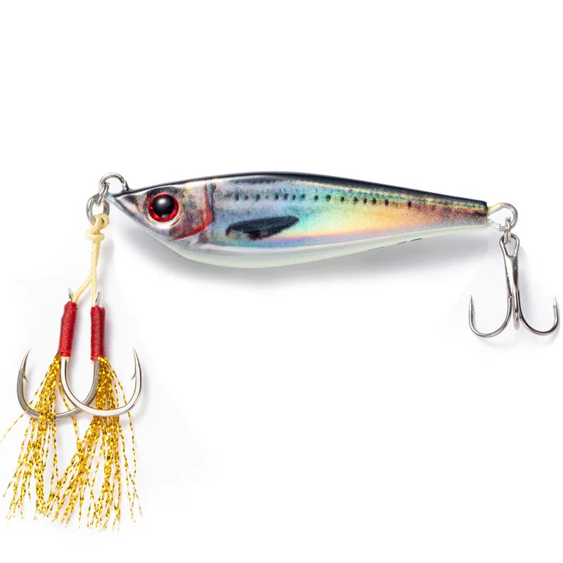 Fisher Town  Metal jig 20g40g60g80g 3D Print Laser slow jig Trout Sea Fishing Bait micro jig Sea Fishing Bait Jigging Lure Metal