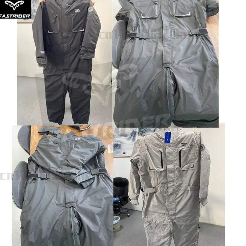 Winter Motorcycle Riding Coldproof Clothing Winter Fashion Waist Designwarm Cotton Jumpsuit,thickened Waterproof Snowmobile Suit