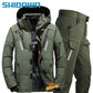 Men's Winter Fishing Suit, Goose Down Jacket+Tactical Pants Fishing Set, Warm Snow Skiing, Mountain Climbing, Hunting Sportswear