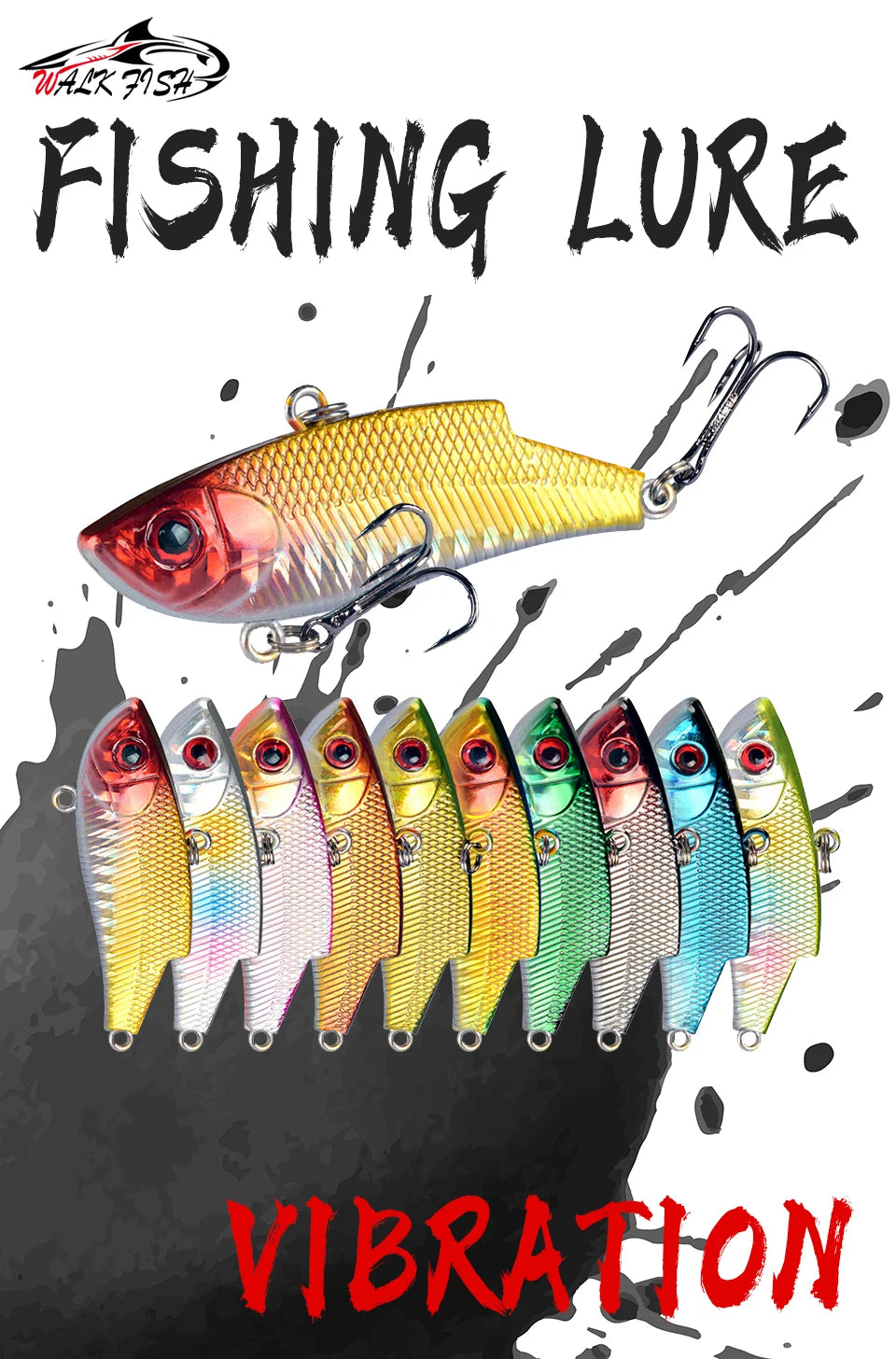 WALK FISH 5.5cm 10g Tough Fishing Lure VIB Rattlin Hook Fishing Sinking Vibration Rattlin Hooktion Bait Pencils Fishing Gear