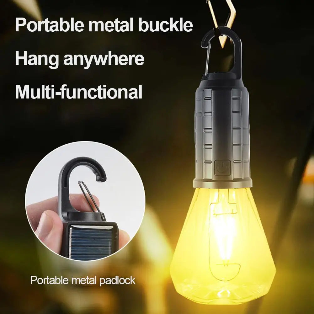 Solar Powered Camping Light Portable Led Outdoor Yard Tent Hanging Light Solar Lantern For Emergency Waterproof Rechargeable