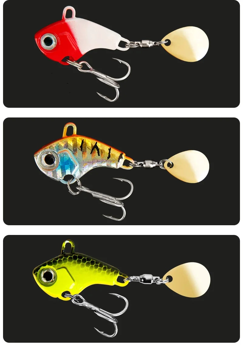 Fishing Lure Set 5pcs Wobble Rotating Metal VIB Vibration Bait Spinner Spoon Jig Sea Lures Artificial Hard Baits Sequins Tackle