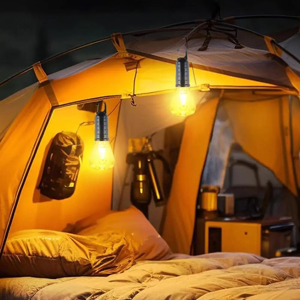 Solar Powered Camping Light Portable Led Outdoor Yard Tent Hanging Light Solar Lantern For Emergency Waterproof Rechargeable