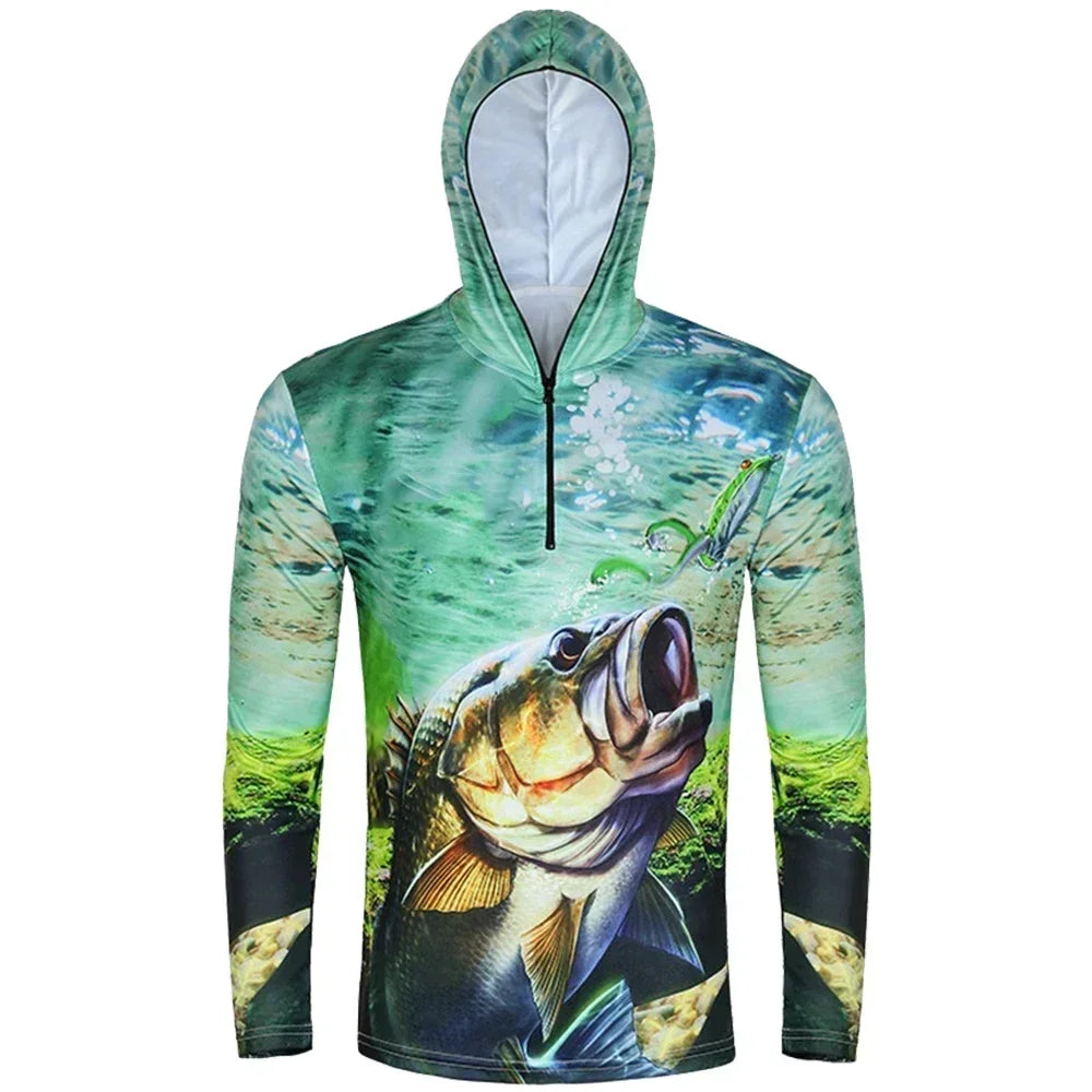 Fishing Shirt Summer Sun Protection Long Sleeve Fishing Jerseys Breathable Professional Men Fishing Clothing Hooded