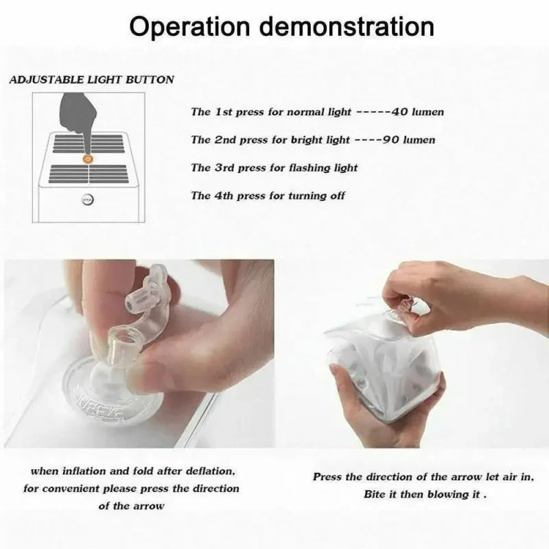 Solar Power Inflatable Camping Lights Outdoor LED Lamp Frosted Square Solar Panel Shed Light Emergency Hiking Lighting