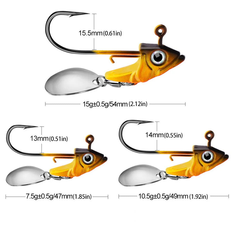 1pc Jig Head 7.5g 10.5g 15g Fishing Lures Sinking Rotating Sequin Metal Spoons Fishing Hooks Jigging Jigs Fishhook Baits Tackle