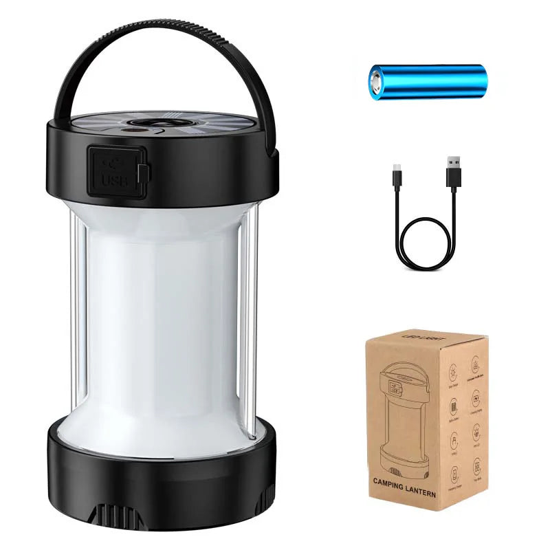 Solar LED Camping Lantern Light Outdoor Waterproof Emergency Rechargeable Multifunctional Portable Tent Flashlight