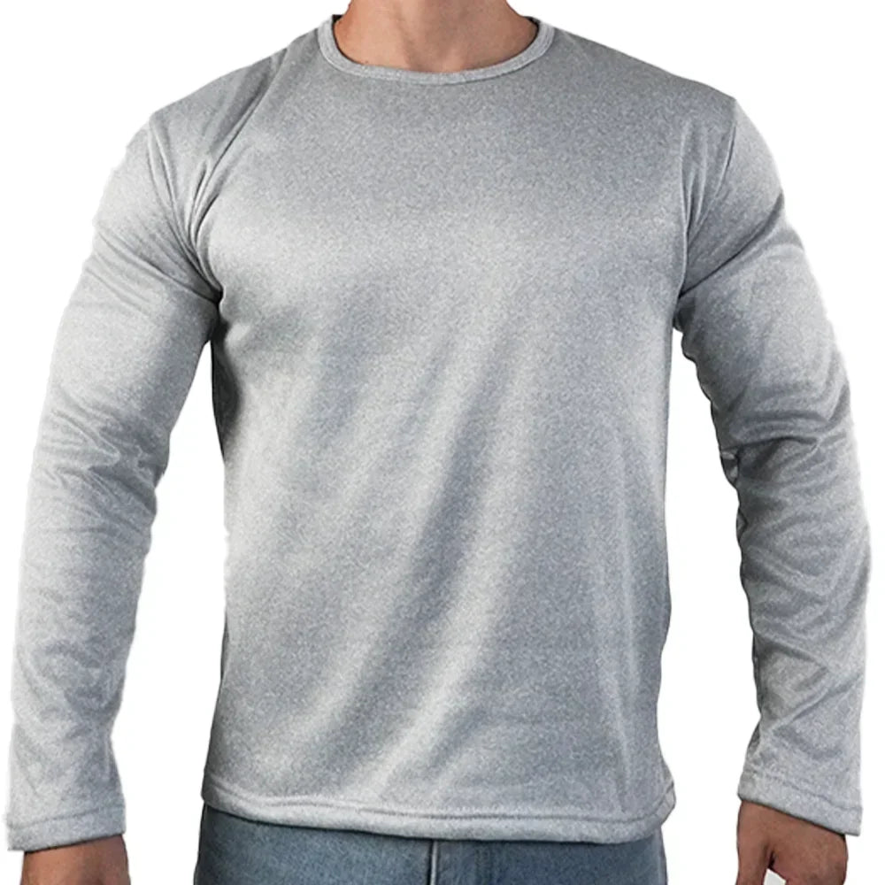 Men's Winter Thermal Long-sleeved T-shirt Wear Extreme Cold Weather Base Layer Top Fleece Lined Winter O-Neck Bottoming Shirts