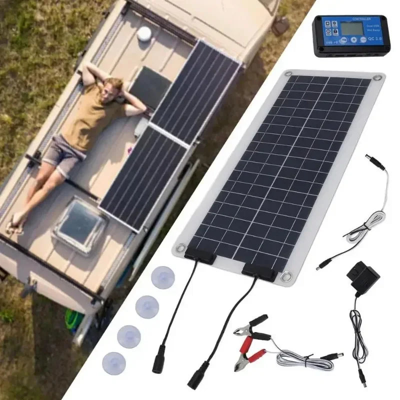 Polycrystalline 100W Solar Panel with Controller 18V Solars Charging Plate Outdoor Camping Power Station Powerful Solar Panels