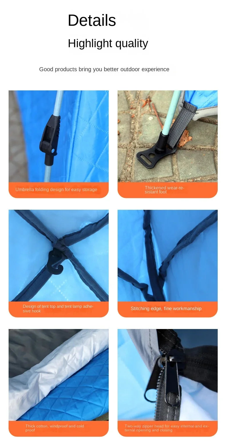 Portable Ice Fishing Shelter Easy Set-up Waterproof  Windproof Winter Tent for Outdoor Camping Hiking Cold Weather Protection