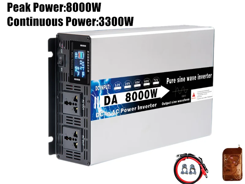 Solar Inverter 8000W 10000W 12000W Power Pure Sine Wave Inverters Inversor 24v 110v Onda Pura 12v 48v 220v Car Voltage Converter