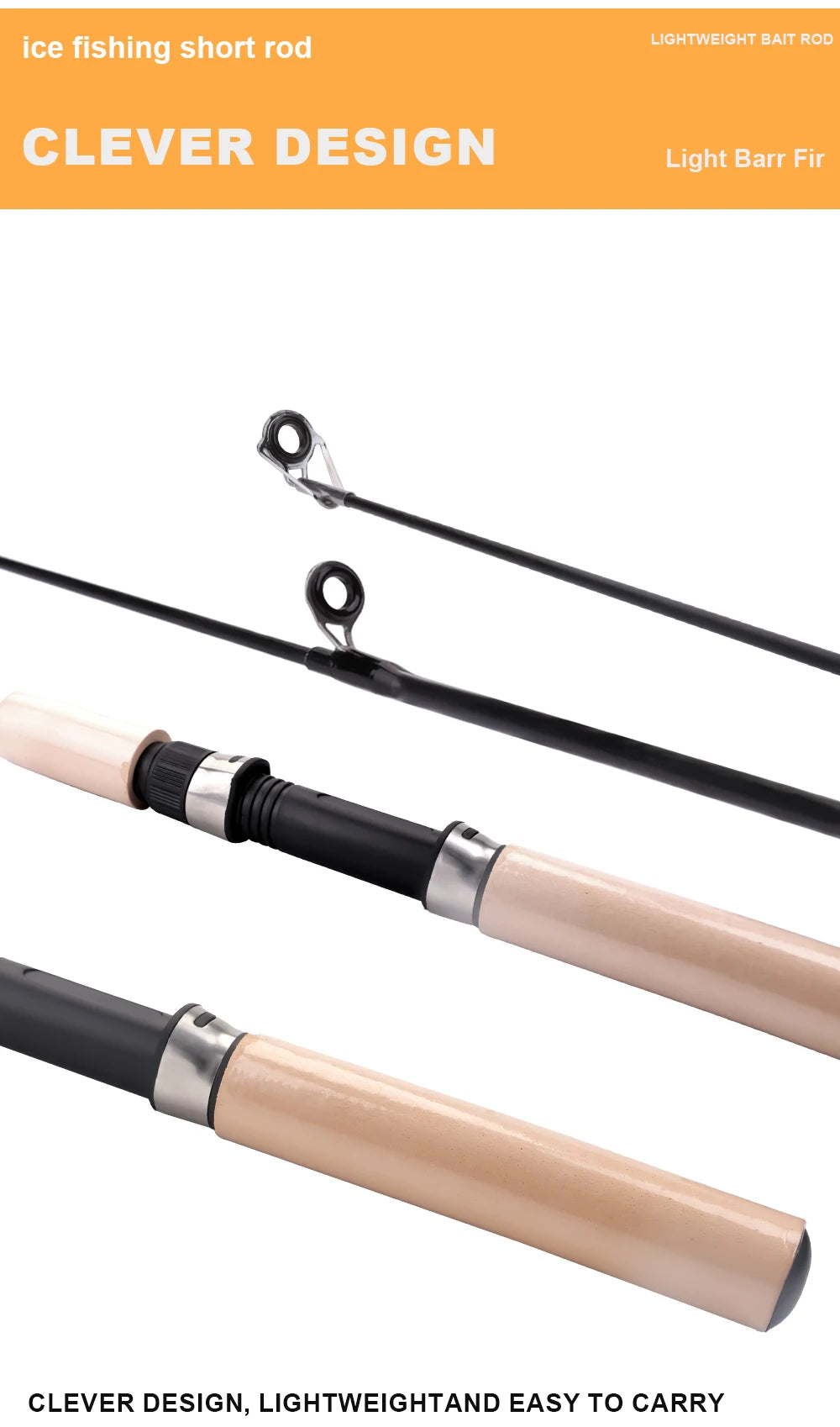 FISH KING Ice Fishing Rod Winter Short Fiber Telescopic Pole Portable Fish Trackle Accessories for Freshwater Saltwater