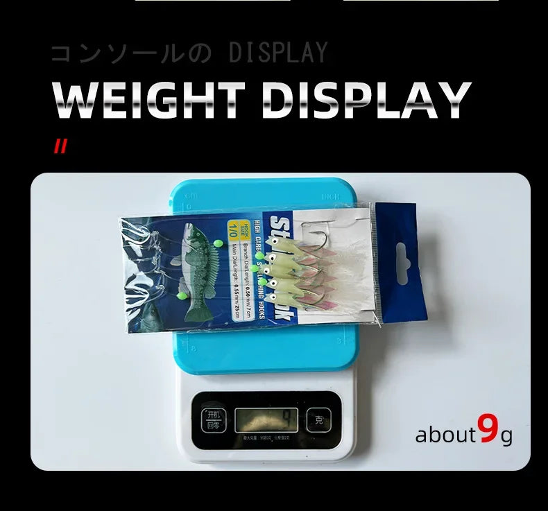 5 Hooks Sabiki Rigs Saltwater Fishing Lures Bait Rigs Real Fish Skin String Hook Mackerel Glow in The Dark Flash Sabiki Rigs