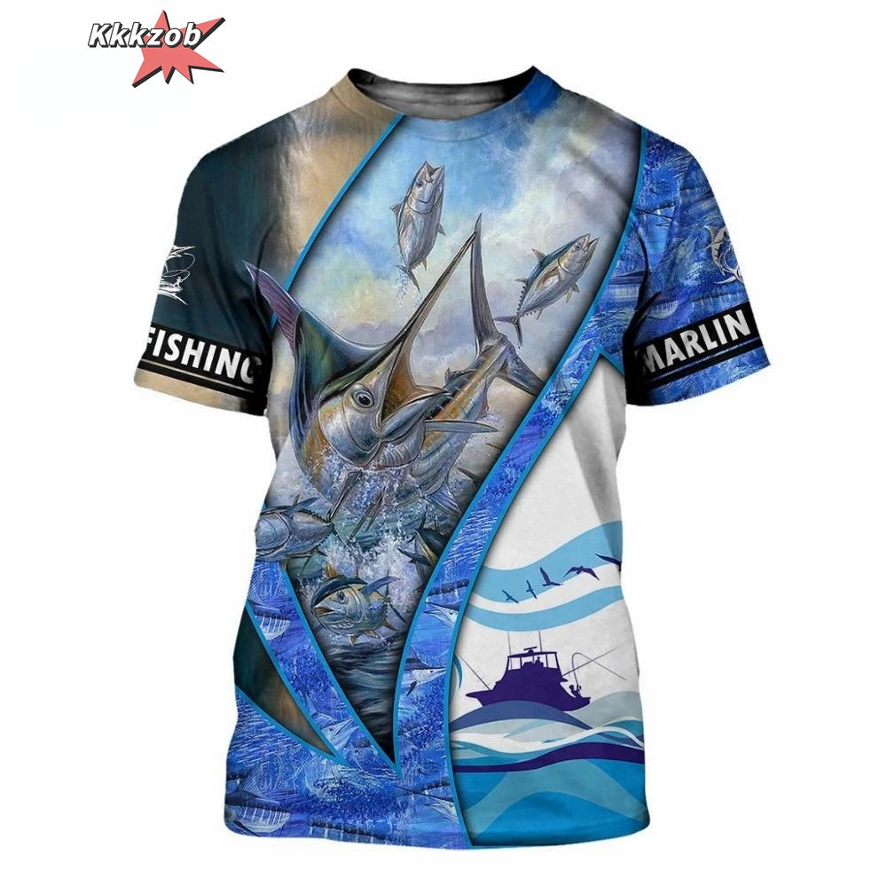 Men's Clothing 3D Fishing Pattern Printed Short Sleeve Oversized T-Shirt Fishing Fishing Outdoor Clothing Short Sleeve Top