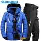 Men's Winter Fishing Suit, Goose Down Jacket+Tactical Pants Fishing Set, Warm Snow Skiing, Mountain Climbing, Hunting Sportswear