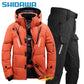 Men's Winter Fishing Suit, Goose Down Jacket+Tactical Pants Fishing Set, Warm Snow Skiing, Mountain Climbing, Hunting Sportswear