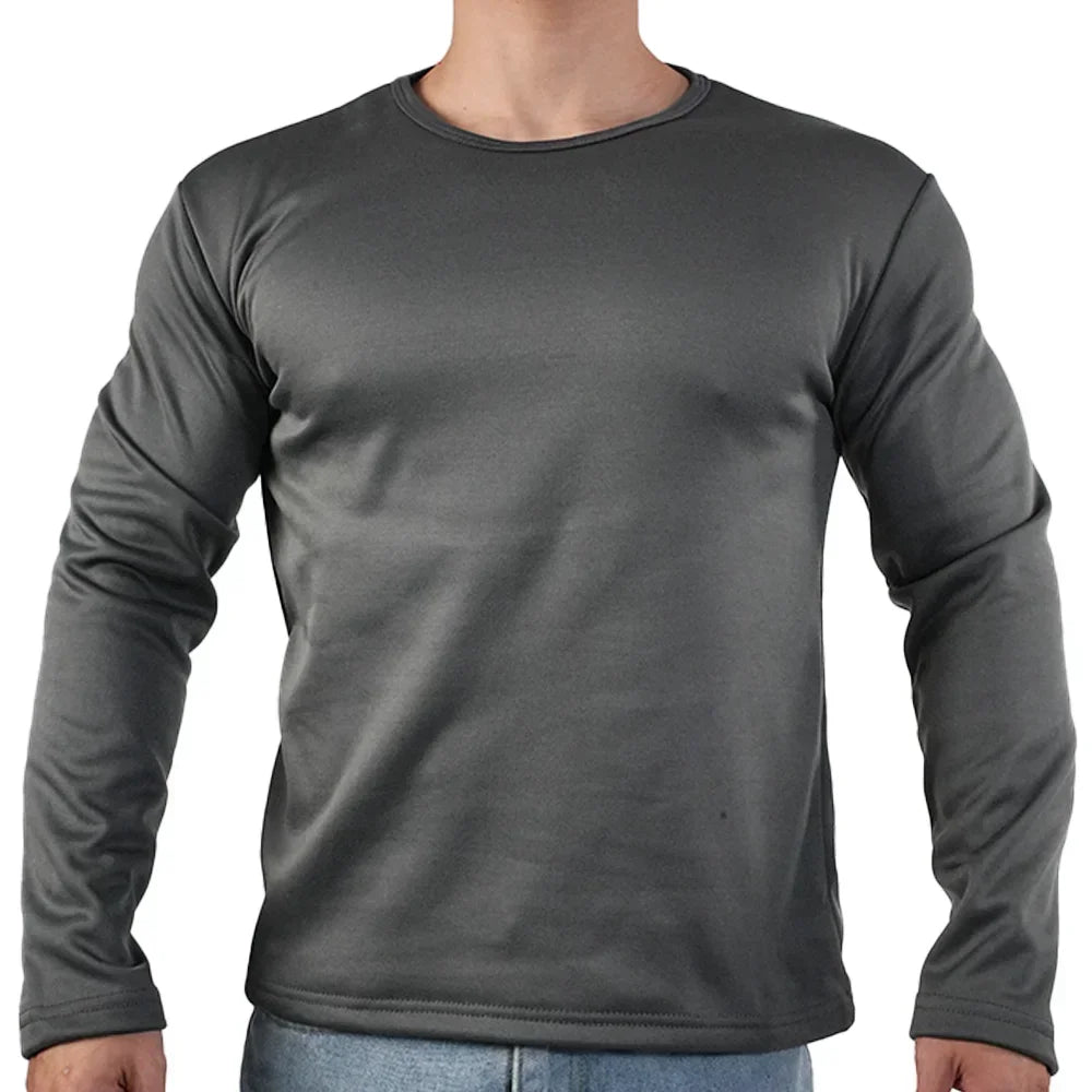 Men's Winter Thermal Long-sleeved T-shirt Wear Extreme Cold Weather Base Layer Top Fleece Lined Winter O-Neck Bottoming Shirts