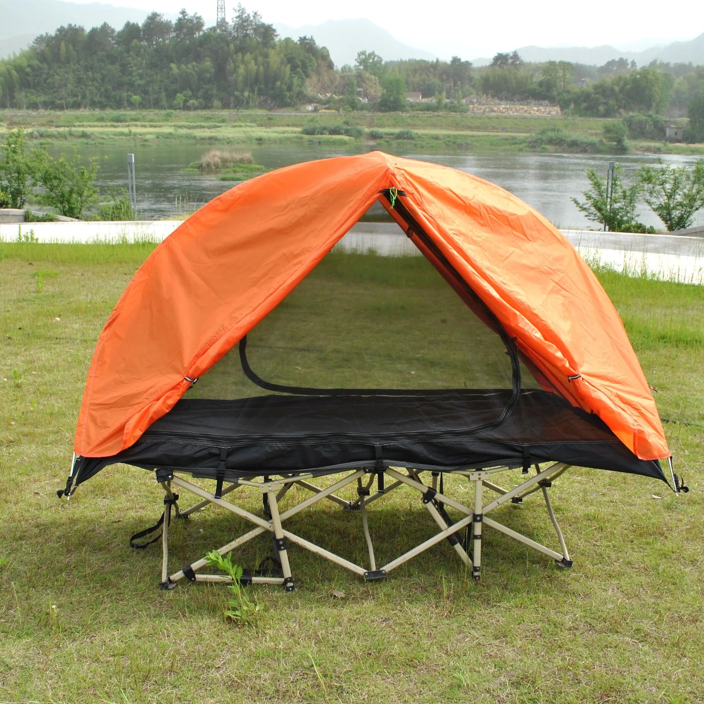 Waterproof and Windproof 1 Person Tent, Camping Tent,Aluminum Pole Backpacking Tent Can Be Cot Bed Tent Not Include the Bed