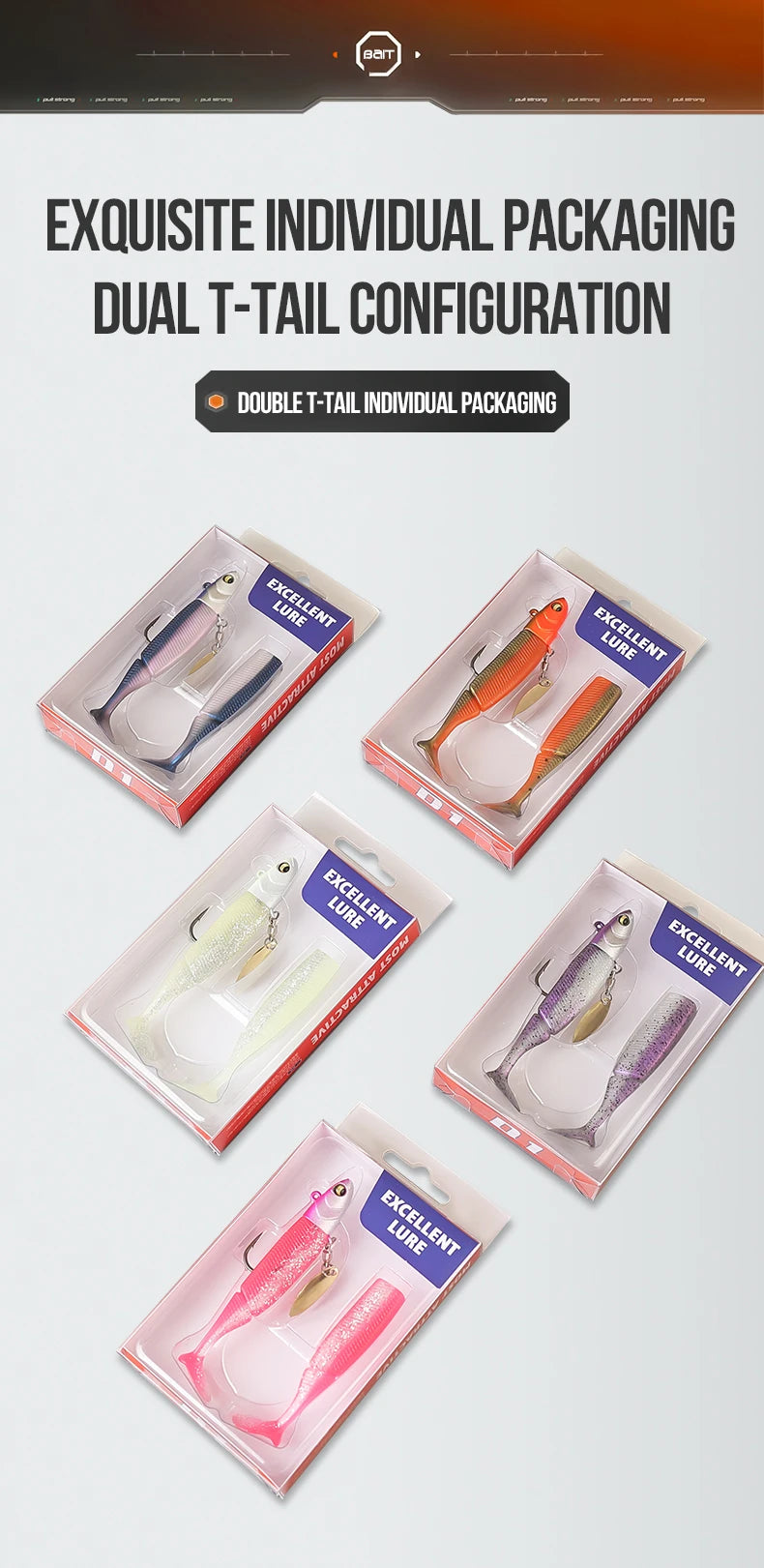 TAIYU Hot Sale Fishing Lures 20g Jig Head T-tail Silicone Soft Lure Wobbler Metal Spinner Spoon Bait For Pike Trout Bass Fishing