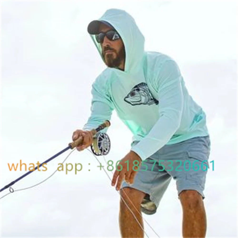 Summer Fishing Clothing Men Long Sleeve Hoodie Fishing Shirts Camisa De Pesca Uv Protection Hoody Sweatshirt Uv Protection Shirt